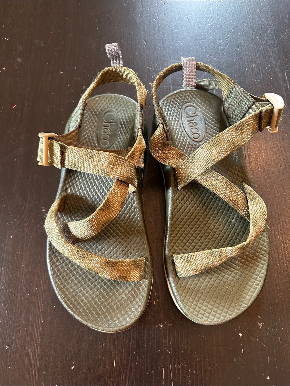 Chaco Kids Olive/Tan Adjustable Strap Sandals